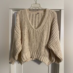 Free People Cream Knit Sweater M/L